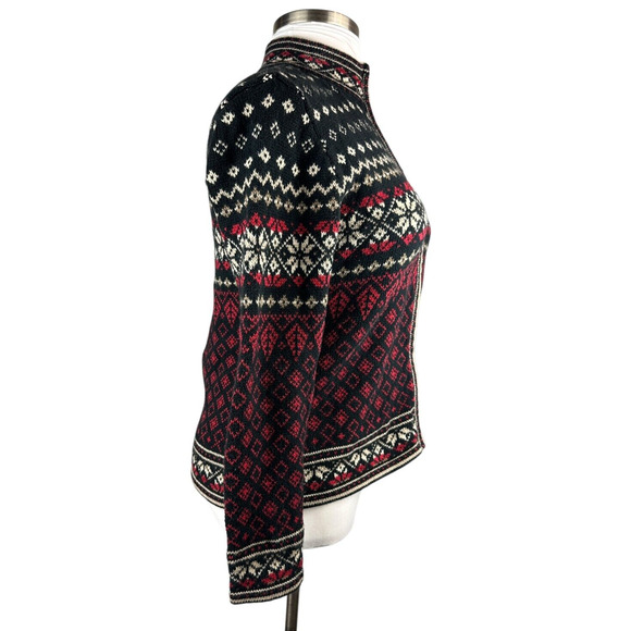 Nomadic Traders Full Zip Cardigan Sweater Red White Black Ramie Cotton Medium - Picture 10 of 16